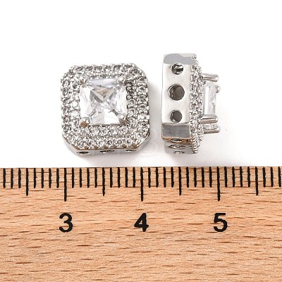 Brass Micro Pave Clear Cubic Zirconia Beads KK-S389-29P-1