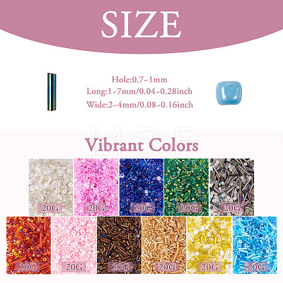 220g 11 colors Glass Seed Beads SEED-TA0001-14-1