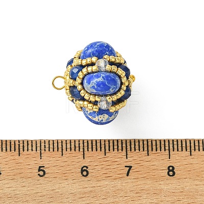 Dyed Natural Malaysia Jade & Synthetic Imperial Jasper & Glass Seed Beaded Pendants PALLOY-MZ01365-01-1