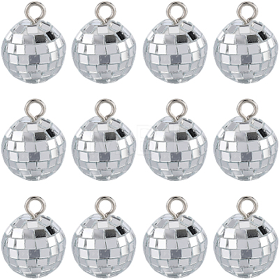 SUNNYCLUE 24Pcs Mirror Ball Reflective Ball Pendants AJEW-SC0002-62-1