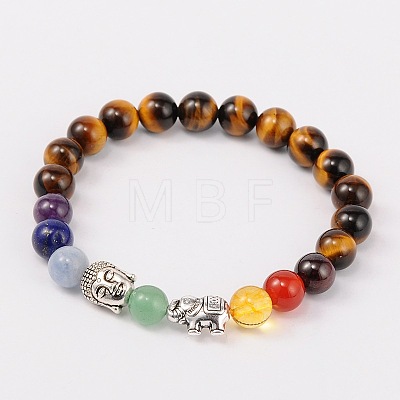 Stretch Buddhist Jewelry Multi-Color Gemstone Chakra Bracelets BJEW-JB01690-1