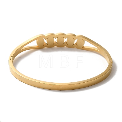 Oval Enamel Vacuum Plating 304 Stainless Steel Torque Bangles for Women BJEW-F474-32G-1