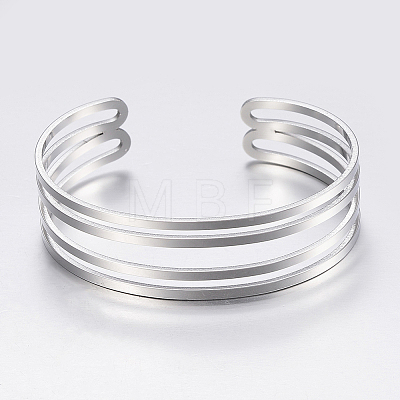 Hollow 304 Stainless Steel Wide Band Cuff Bangles BJEW-H565-01P-1