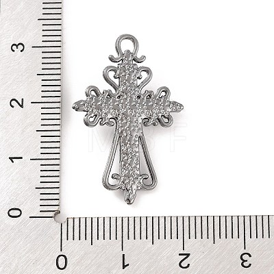 Cross Theme Brass Micro Pave Clear Cubic Zirconia Pendants ZIRC-I067-04B-01-1