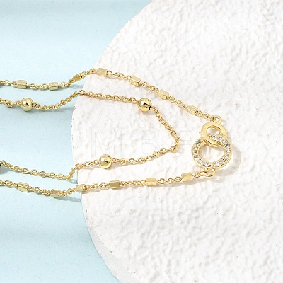 Brass Ring Link 2-Strand Bracelets KK-CBA103C-01G-1
