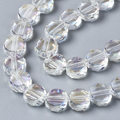 Electroplate Transparent Glass Beads Strands EGLA-Q125-001A-1