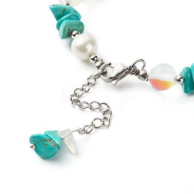 4Pcs Mixed Gemstone Chip Beaded Bracelets Set for Girl Women BJEW-TA00019-1