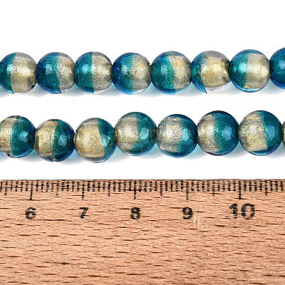 Handmade Lampwork with Gold Powder Beads Strands LAMP-N037-06A-02-1
