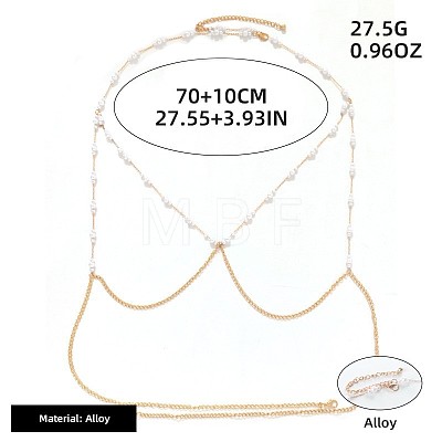 Alloy & Plastic Imitation Pearl Round Beaded Sexy Chest Body Chains FS-WGEE1AB-01-1