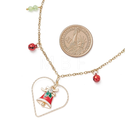 Christmas Bell Alloy Enamel Pendant Necklace & Dangle Earrings Sets SJEW-JS01344-1