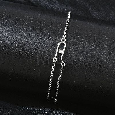 Brass Micro Pave Clear Cubic Zirconia Link Bracelets BJEW-E114-01E-P-1