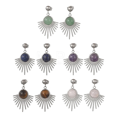 Natural Gemstone Stud Dangle Earrings EJEW-JE07269-02-1