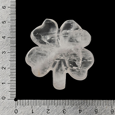 Natural Quartz Crystal Carved Clover Figurines Statues for Home Office Tabletop Feng Shui Ornament DJEW-G044-01E-1