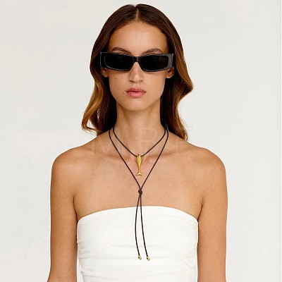 Ocean 304 Stainless Steel Fish Pendant Leather Cord Lariat Necklaces for Women WG28216-01-1