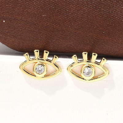 Brass Micro Clear Cubic Zirconia Eye Stud Earrings EJEW-S252-02G-1