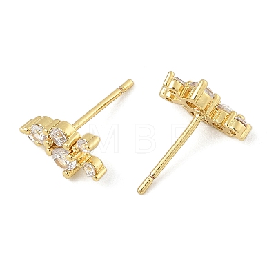 Brass Micro Pave Clear Cubic Zirconia Stud Earrings EJEW-R016-26G-16-1