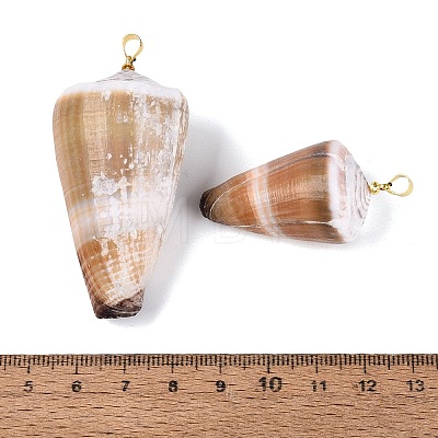 Brass & Natural Cone Shell Pendants SHEL-Q029-20-02KCG-1