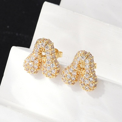 Brass Micro Pave Cubic Zirconia Stud Earrings EJEW-Z091-04G-A-1