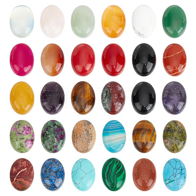 GOMAKERER 30Pcs 30 Styles Natural & Synthetic Mixed Gemstone Cabochons G-GO0001-24-1