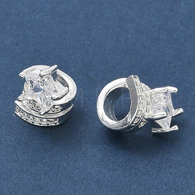 Brass Micro Pave Cubic Zirconia European Beads CU-CBAB0CF-08S-02-1