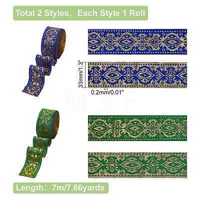   14M 2 Colors Ethnic Style Embroidery Polyester Ribbons OCOR-PH0002-05-1
