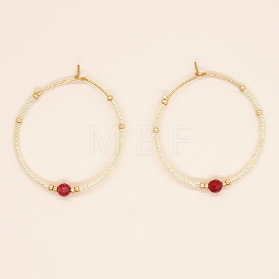 Bohemian Handmade Glass Beaded Hoop Earrings RN1446-3-1