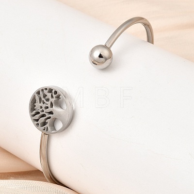 304 Stainless Steel Cuff Bangles for Women BJEW-D436-02P-1
