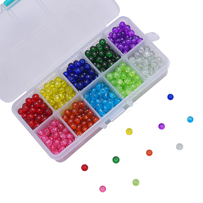 800Pcs 10 Colors Spray Painted Crackle Glass Beads CCG-CJ0001-02-1