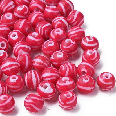 Opaque Striped Acrylic Beads MACR-S373-27D-03-1