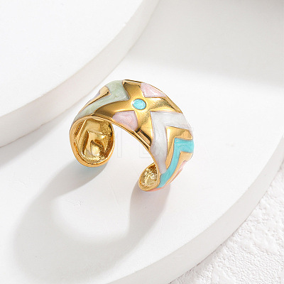304 Stainless Steel Enamel Cuff Open Rings WG35DFF-04-1
