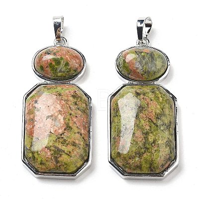 Natural Unakite Human Body Shaped Pendants G-P552-03P-06-1