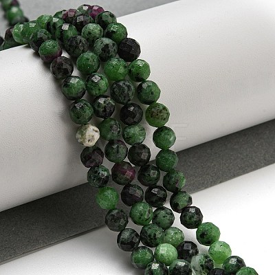 Faceted Round Natural Ruby in Zoisite Bead Strands G-F289-11-6mm-1