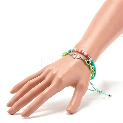 Handmade Polymer Clay Heishi Beads Stretch Bracelets Set BJEW-JB07349-06-1