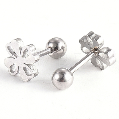 Tarnish Resistant 201 Stainless Steel Barbell Cartilage Earrings EJEW-R147-12-1