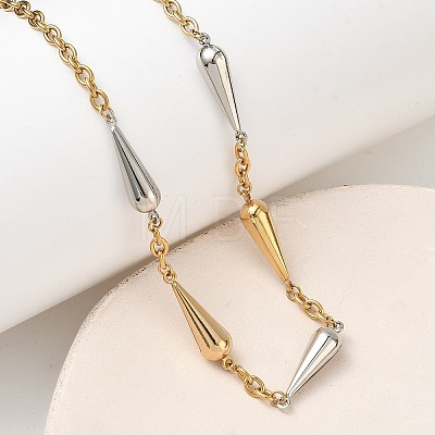 Two Tone 304 Stainless Steel Long Teardrop Link Chain Necklaces for Women NJEW-A074-08GP-1