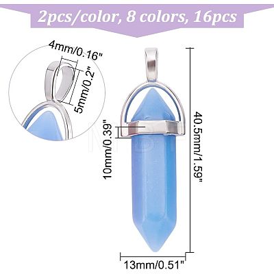 16Pcs 8 Colors Synthetic Luminous Stone Pendants FIND-CA0005-30-1