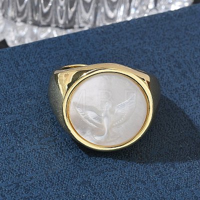 Brass & White Shell Cuff Open Rings KK-CBA56EF-42D-G-1