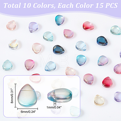 HOBBIESAY 150Pcs 10 Colors Transparent Spray Painted Glass Beads GLAA-HY0001-15-1