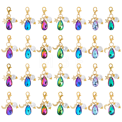28Pcs 7 Colors Glass & Acrylic Pendant Decorations HJEW-FH00134-1