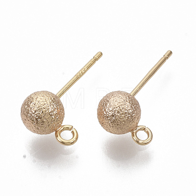 Brass Ball Stud Earring Findings KK-T048-010GB-NF-1