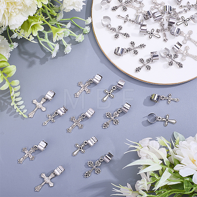 40Pcs 5 Style Cross Alloy Stethoscope Pendant Decorations HJEW-ME00140-1