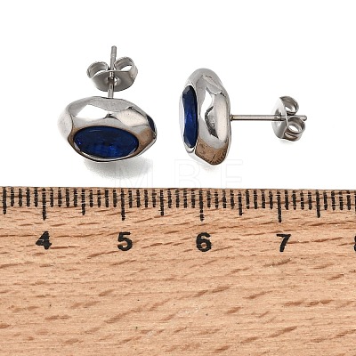6 Pairs 304 Stainless Steel Pave Cubic Zirconia Stud Earrings SA-CBADCF0-04GP-03-1