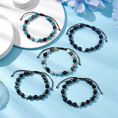 Gemstone Braided Bead Bracelets BJEW-JB11139-1