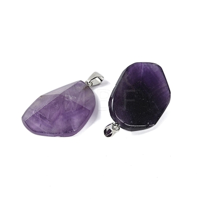 Natural Amethyst Pendants G-C140-06C-1