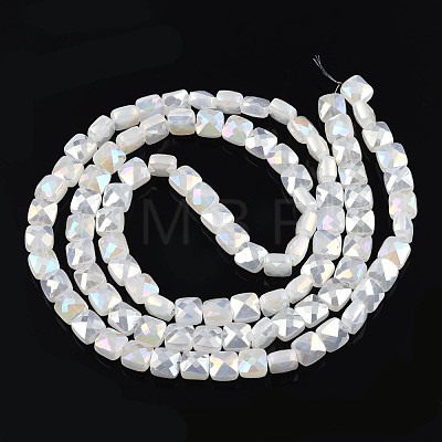 Electroplate Opaque Solid Color Glass Beads Strands EGLA-N002-43-01-1