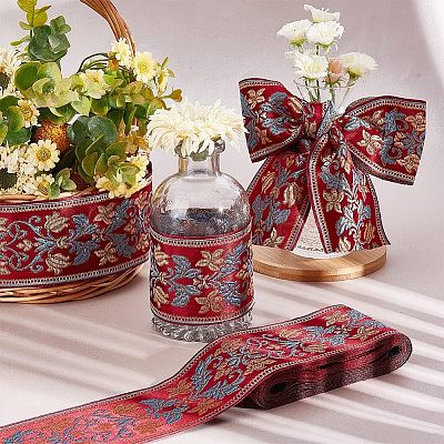 Ethnic style Embroidery Polyester Ribbons OCOR-WH0079-25B-1