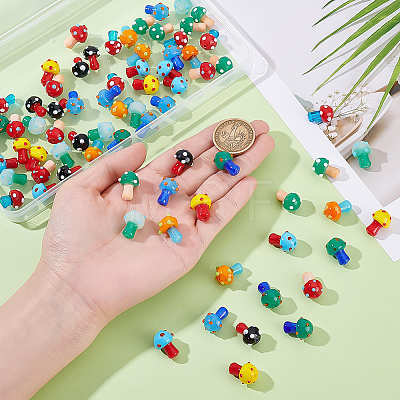 80Pcs 10 Colors Handmade Lampwork Beads LAMP-ME0001-06-1