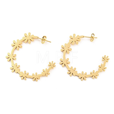 304 Stainless Steel Flower Stud Earrings EJEW-Q789-12G-1