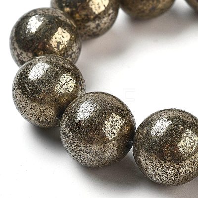 Natural Pyrite Round Beads Strands G-F197-10-8mm-1