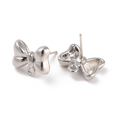 Silver Alloy Stud Earring Findings EJEW-H108-01H-S-1